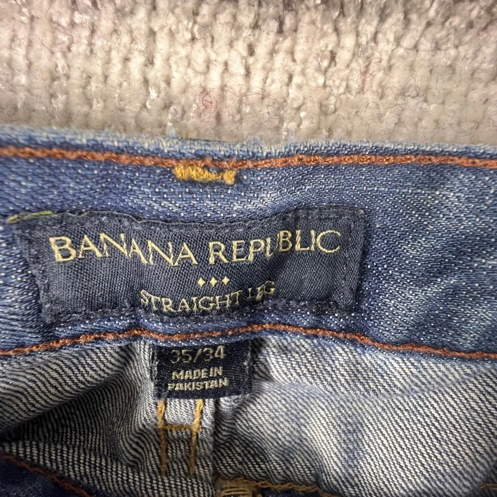 Banana Republic Mens Straight Leg Jeans Medium Wash Blue Denim 35x33 Classic Fit